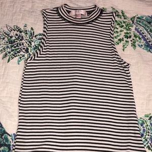 Striped Black and White High Neck Shirt